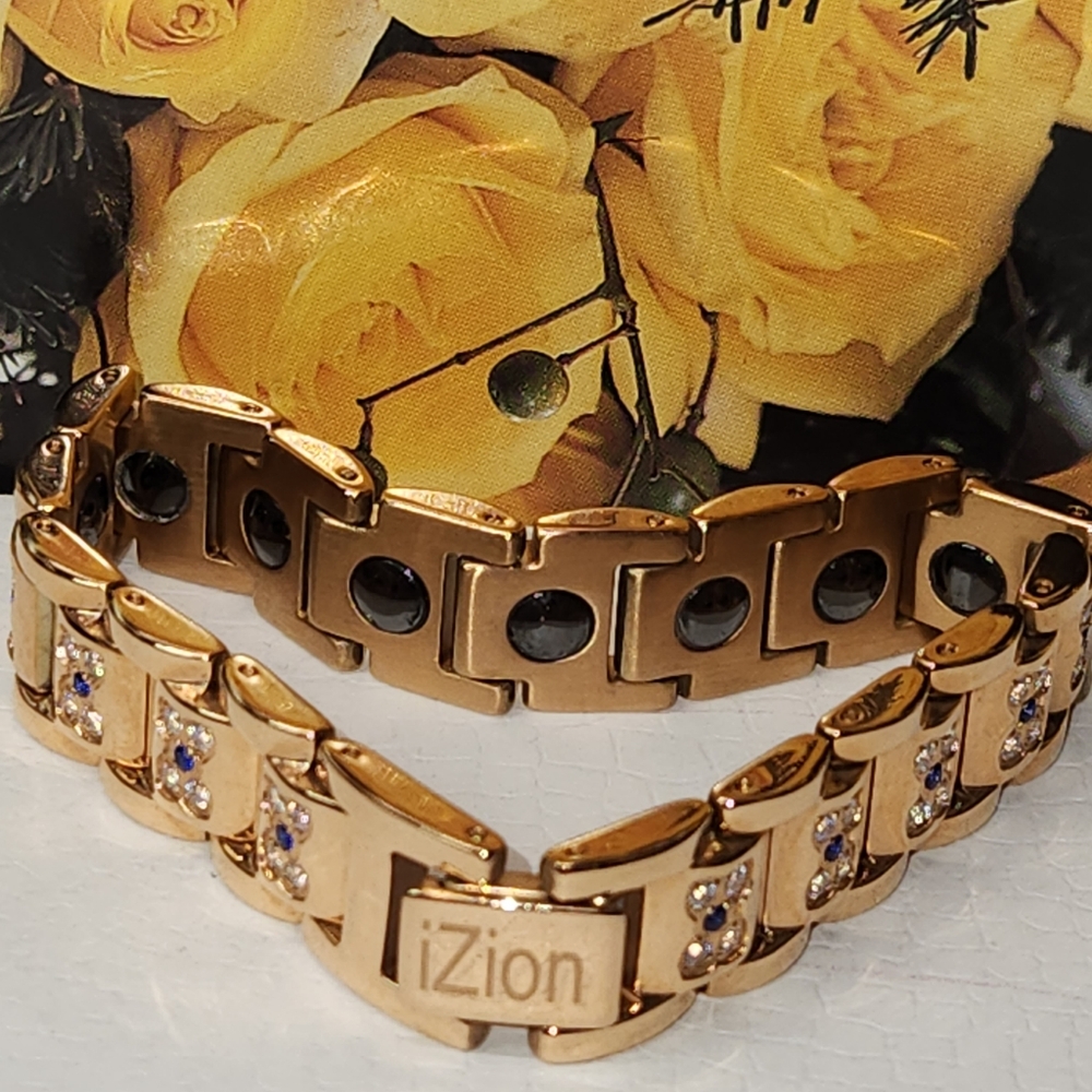 #2290, iZion, TITANIUM STEEL BRACELET, THERAPY, PAIN RELIEF ROSE GOLD, HEMATITE